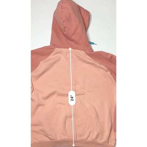 Guess Heavyweight Hooded Sweatshirt Hoodie Unisex Retails $118 Peach Colorblock - Picture 9 of 13